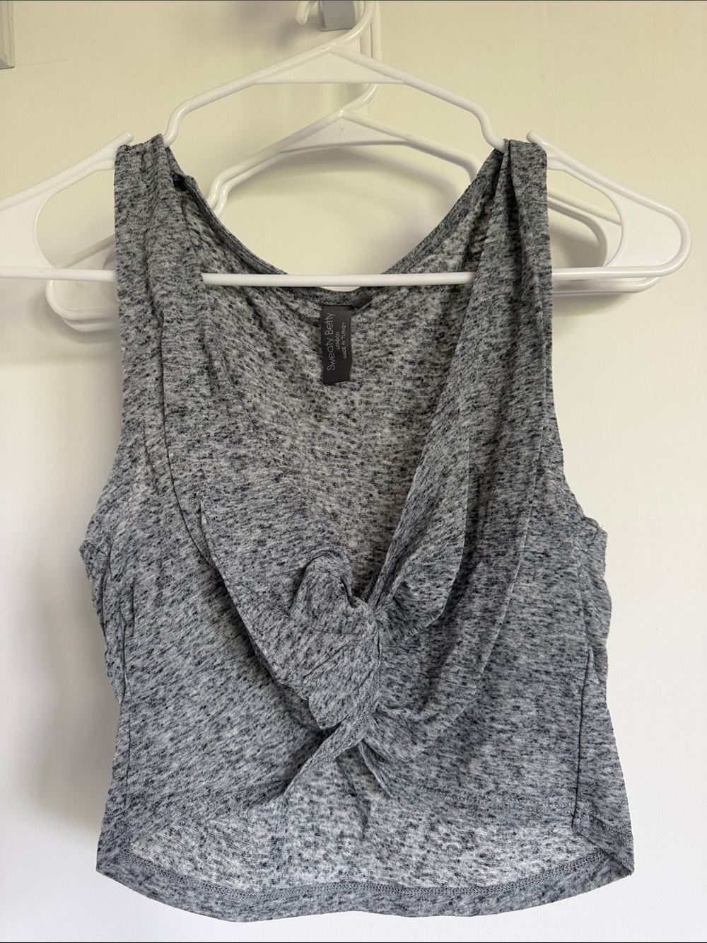 Sweaty Betty Heather Gray Knot-Front Tank Top (reversible)